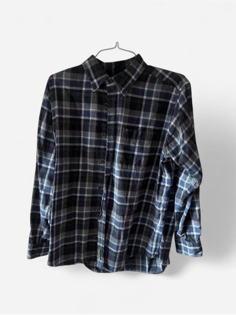 Orvis Navy and Black Plaid Button-Down Shirt